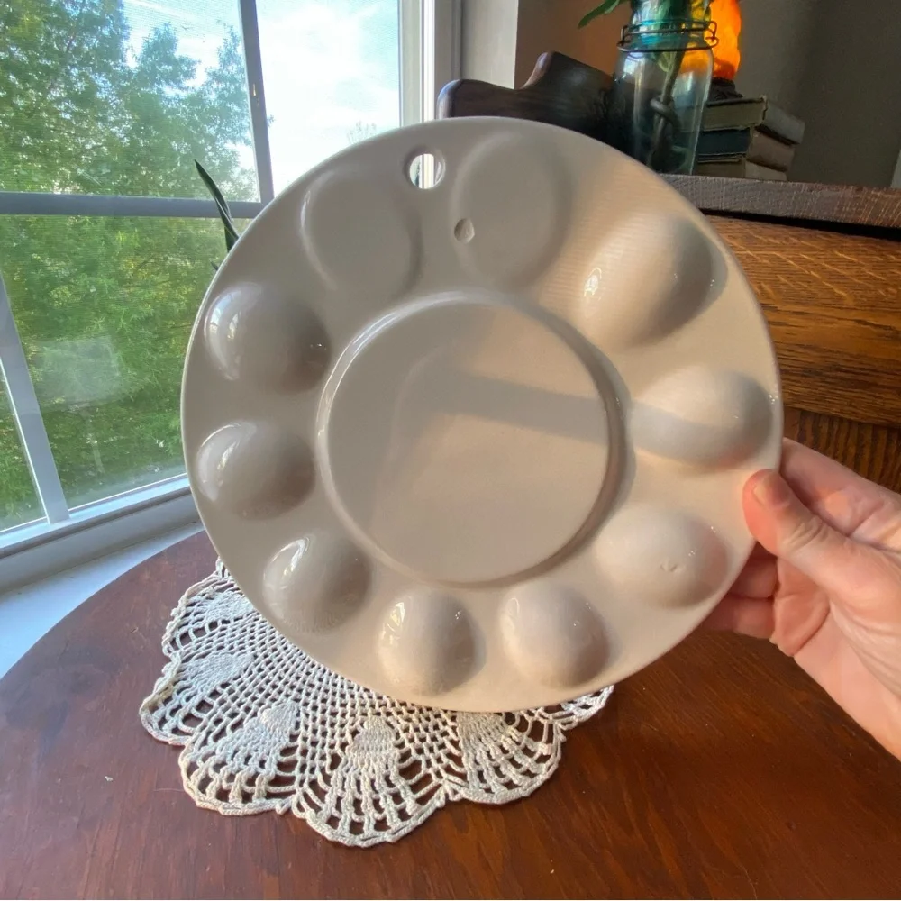 Vintage Mid-century Pear Egg Plate with Yellow Accents EUC